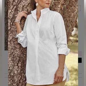 J. Jill White Cotton Popover Blouse Size M